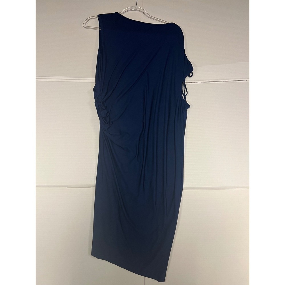 Trina Turk Navy Blue Jet Dress Ruched Drape Sleeveless Cocktail 2206301MH1 NWT M - Picture 8 of 13